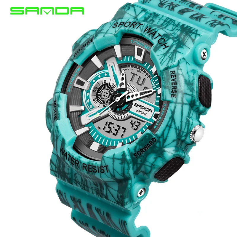 

WJ-7535 SANDA Sport Watch Men Clock Male LED Digital Quartz Wristwatches Relogio Masculino Men's Top Watch, Multicolor