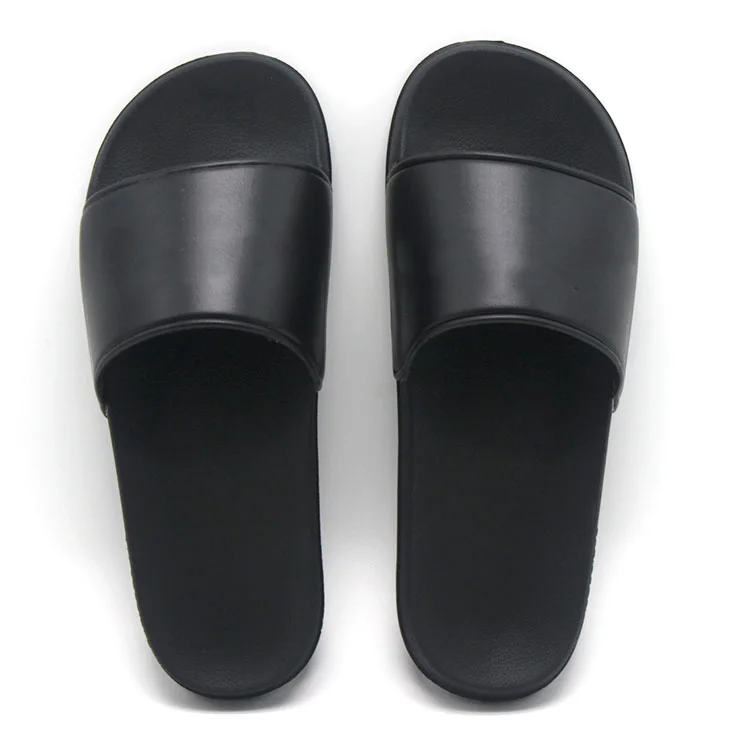 

wholesale blank sublimation eva unisex beach Plain rubber slide sandal, pu black slide slippers custom your logo