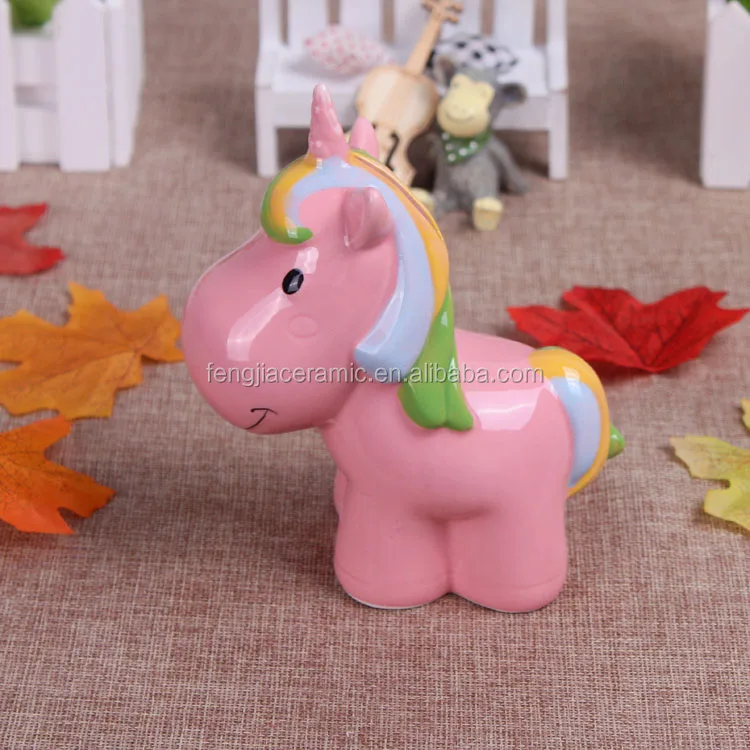 Horse Piggy Bank Pink Glazed Hand Painted Ceramic For Kids Atm Bank Coin Box Money Bank Cans Unicorn Custom Color Small Fengjia Buy Unicorn Bank Horse Piggy Bank Ceramic Piggy Bank For Kids