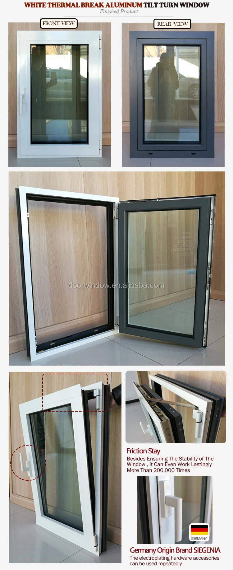 House aluminum windows high quality casement window inward opening