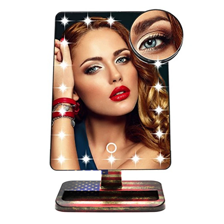 

Daylight Lighted Makeup Mirror / Vanity Mirror with Touch Screen Dimming, Detachable 10X Magnification Spot Mirror, Black,white,pink