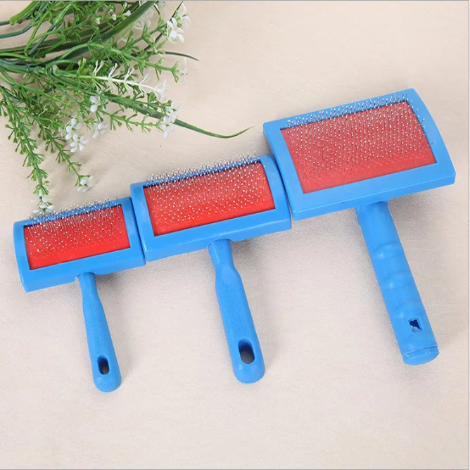 

pet grooming products dog brush hair grooming brush 2 size wholesale pet clearning brush, Blue with red