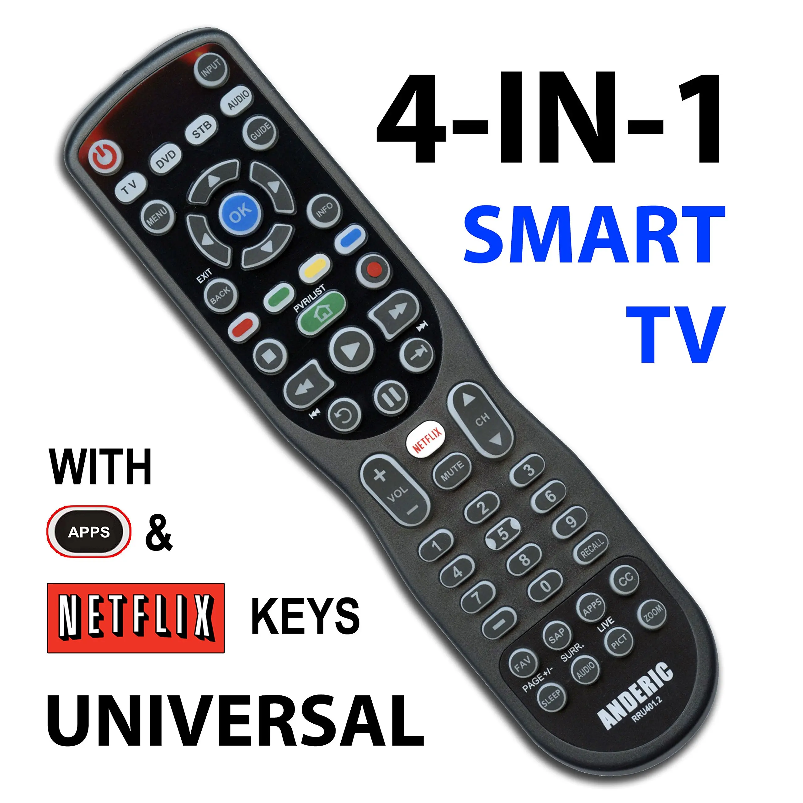 Get Quotations · Anderic RRU401 / 4-in-1 Advanced Universal with Backlight  and Learning for All