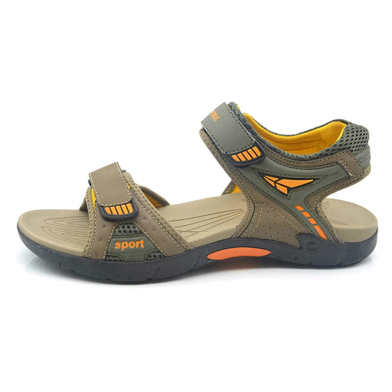 

Summer Men Sandals Hook&loop Men's Summer Shoes 2019 Fashion Waterproof Casual Beach Shoes, Brown;kahki;gray/customized