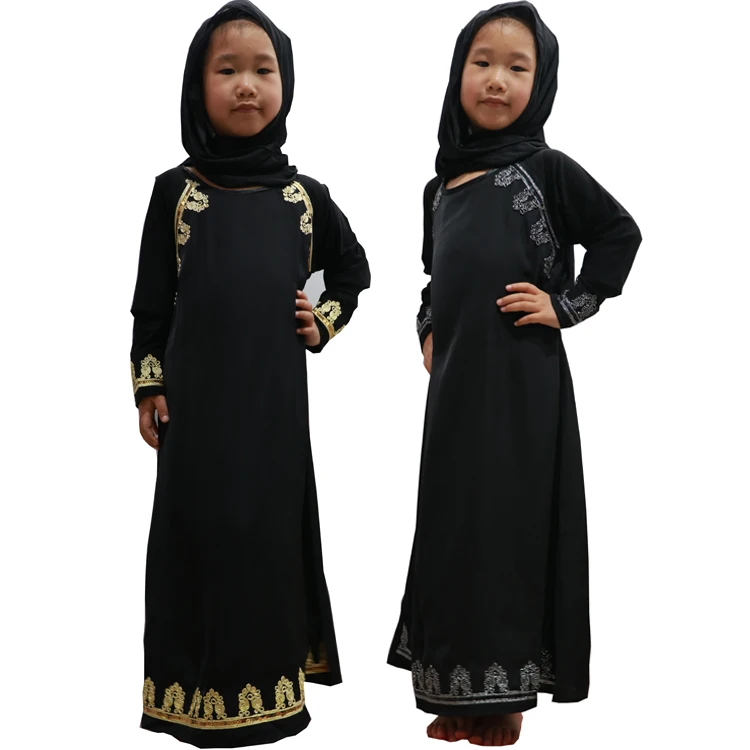 

Promotion!!! 2019 Design Embroidery Kids Abaya for Girls 6-12 Years, 2 colors