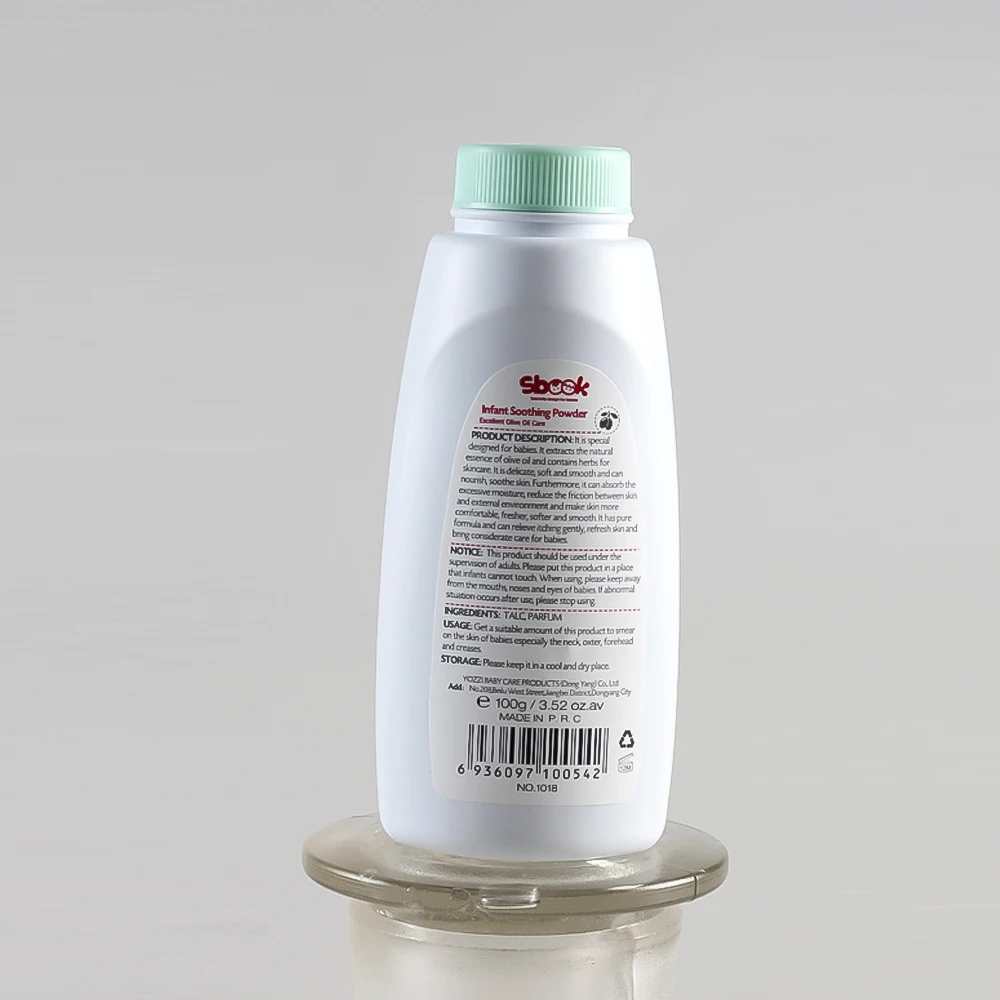 
high quality sbook baby powder talcum powder bottles 