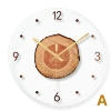 Simple wind glass wall clock with tree ring elements