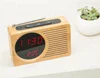 vintage bamboo wood FM radio acrylic mirror LED digitalradio sound control temperature calendar alarm clock