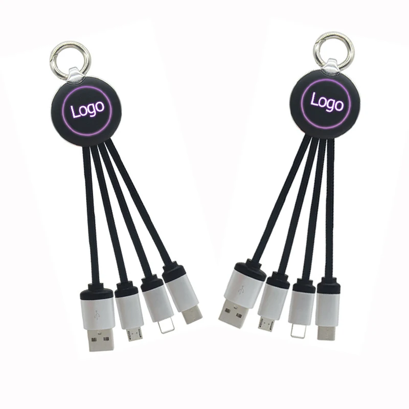 Multifunction Custom Glowing Logo Usb Charger Cable 3/4/5in1 Usb