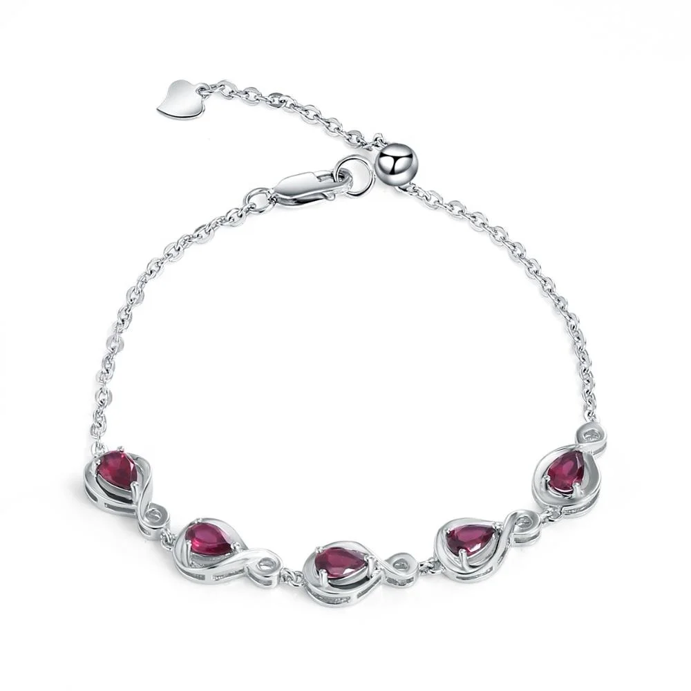 

Abiding natural rhodolite garnet stone luxury fashionable custom 925 sterling silver bracelet jewelry