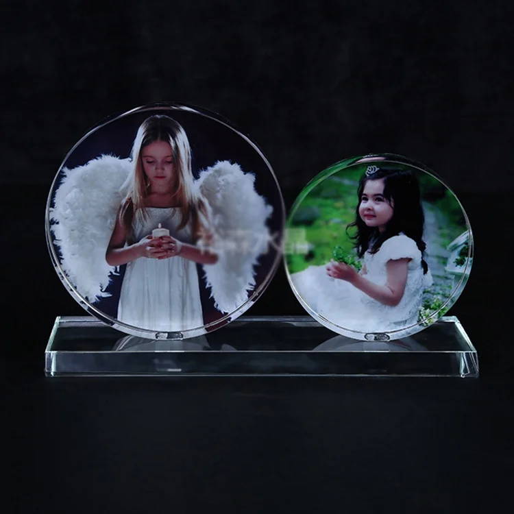 
wholesale blank crystal glass photo frame custom 3d Heart Shape Crystal Photo Frame for Home Decoration 