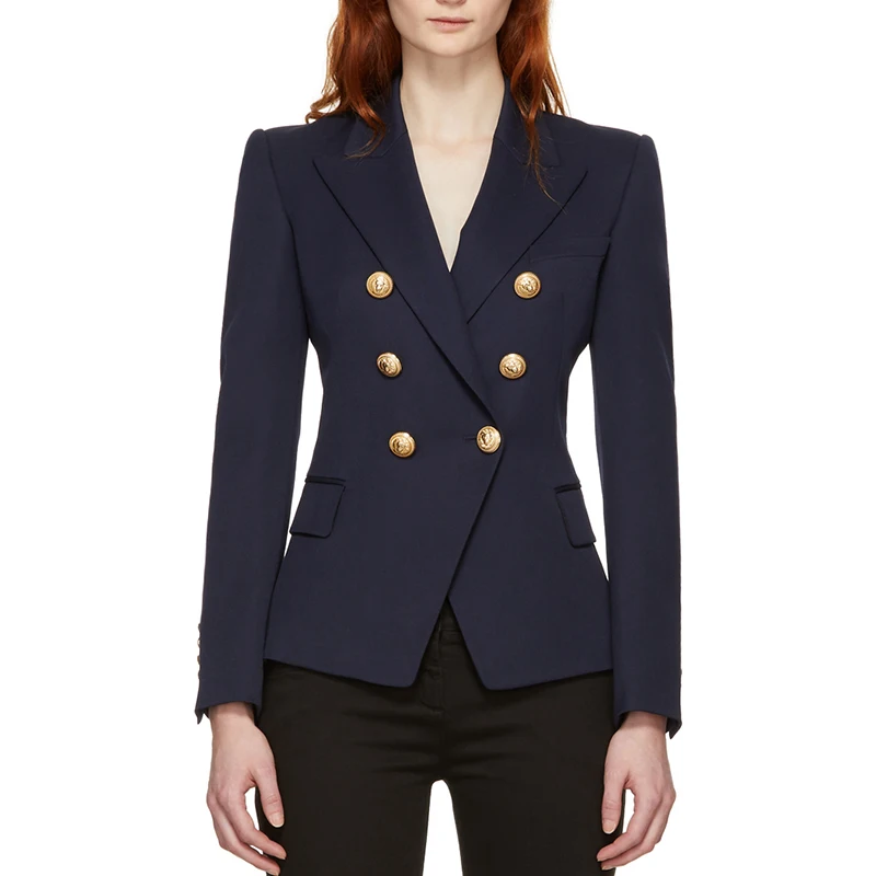 Oem Women Long Sleeve Slim Waist Navy Six-button Formal Blazer - Buy ...