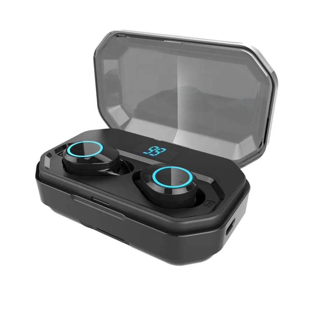

new wireless headphones big battery capacity TWS earbuds bluetooth 5.0 HIFI sound with battery display, Black