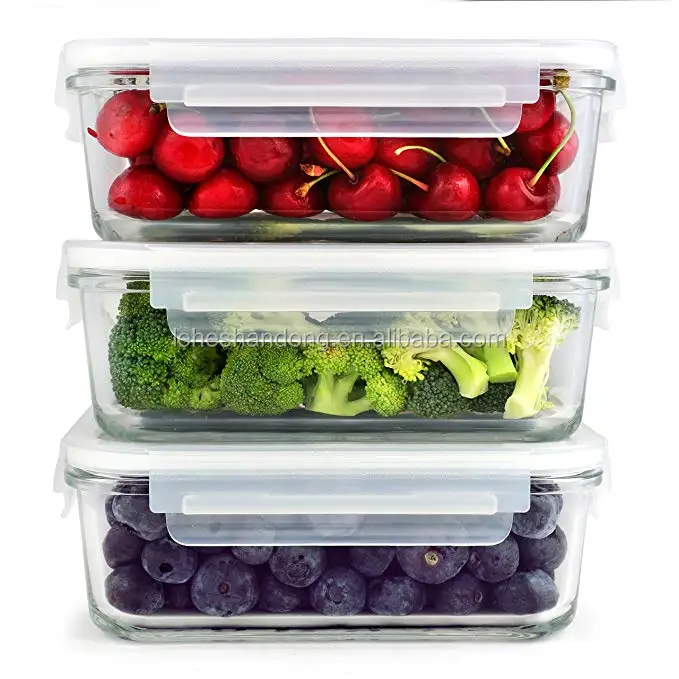 takeaway storage boxes bins food container lid glass lunch box