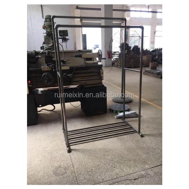 Industrial Pipe Clothes Rack Double Rail Pipe Clothing Garment Rack