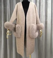 

2018 New Street-Style Apparel Fur Trim Parka Double Side Woolen Jackets Hand-Stitched Ladies Korean Cashmere Wool Coat