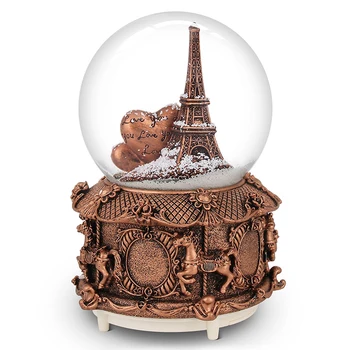 Paris Neige Musicale Globe Avec Changement De Couleur Led Lumièrestour Eiffel Boule à Neige Avec Manège Base 100mm 6 De Hauteur Souvenir Buy Globe