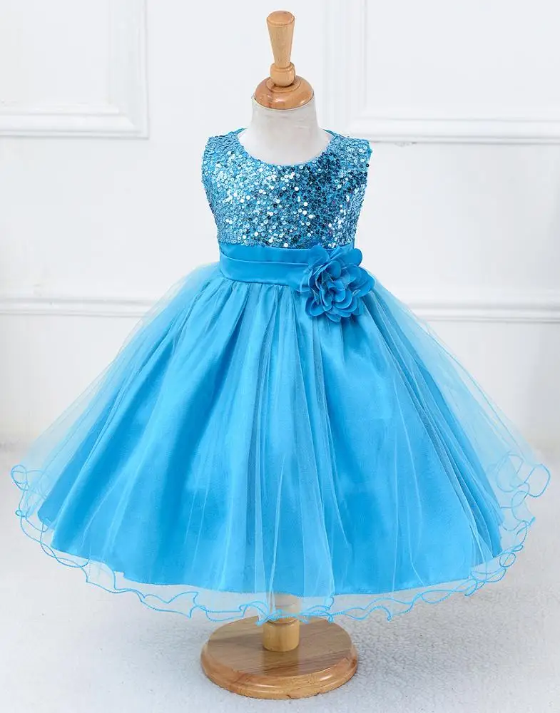 

wholesale nonsleeve flower kids sequin dress for birthday
