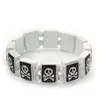 White up to 20cm length wood bracelet personalized custom wholesale wood bangle Flex 'Skull & Crossbones' square wooden Bracelet
