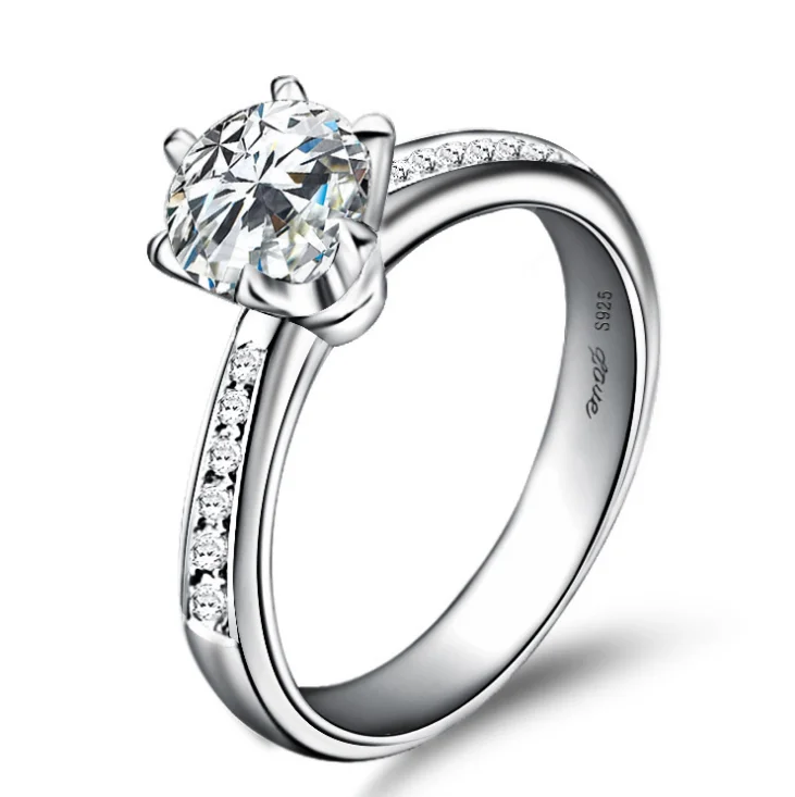 

Luxury S925 Sterling Silver Diamond Zircon Wedding Ring For Women