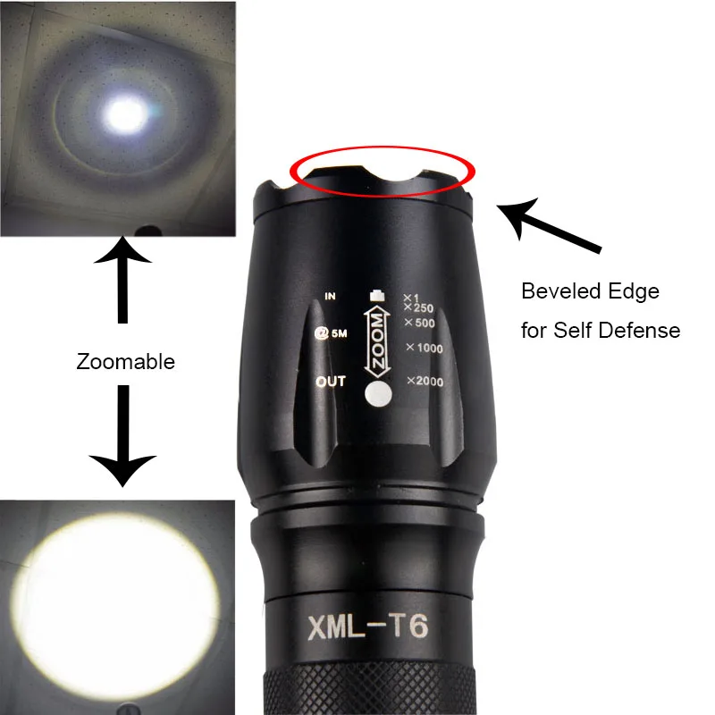 Handheld Rechargeable 18650/26650 T6 5 Modes Most Powerful Flashlight with Zoom