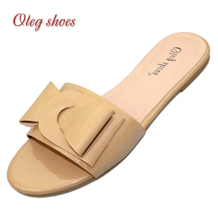 

Customized Cheap Square Toe Flat PU Slipper Sandals for Girls, Black, pink, apricot