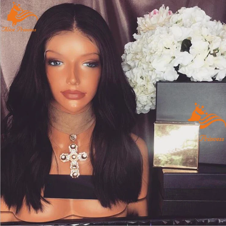 

Cheap Natural Girls New Style Virgin Hair Full Lace Wig Unprocessed Silk Black Brazilian Remy Human Hair Lace Wig