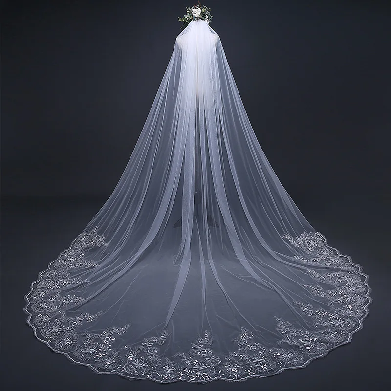 

Top Quality 3 Meter Long Train Ultrathin Lace Bridal Veils DX9001