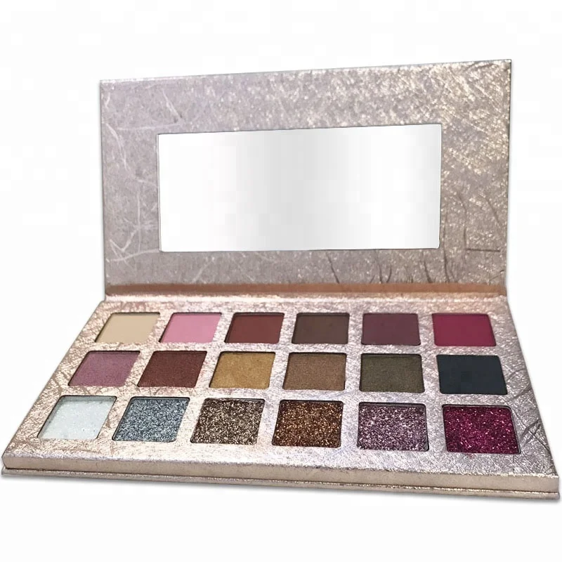 

Makeup 18 colors eyeshadow,pressed glitter and shimmer and matte eyeshadow palette with cardboard packaging