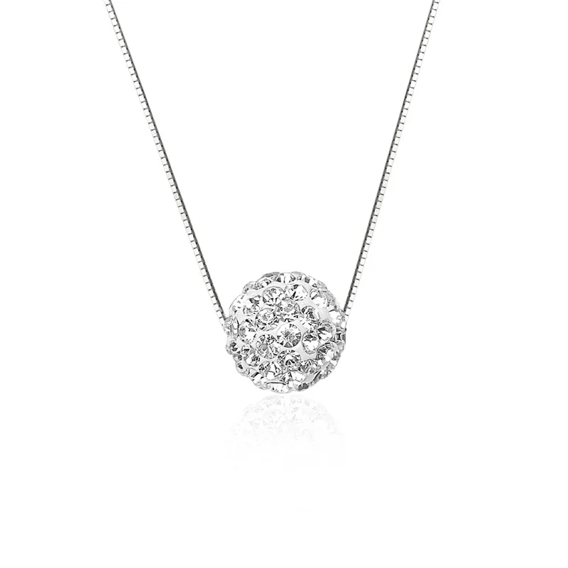 

16inch Women Rhinestone Necklace Luxury Bridal Silver Disco Ball Jewelry Wholesale, Rhodium / gold