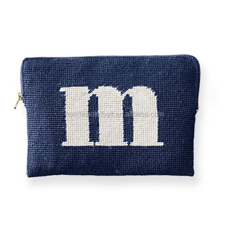 Ashley Handicrafts Needlepoint Initial Zip Clutch m.jpg
