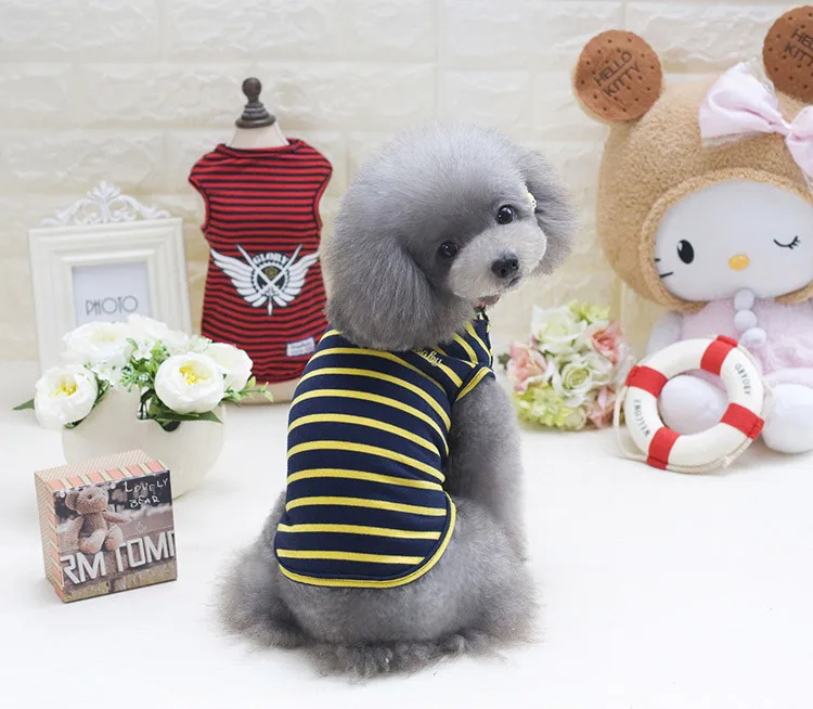 Wholesale Old Navy Striped Dog Clothes For Summer Soft Cotton Puppy T ...