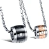 High quality two tone "forever lover" engraved stainless steel pendant necklace couple jewelry