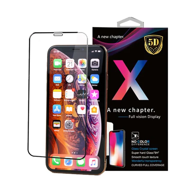 For Iphone X 5D 9H Screen Protector For Iphone XS XR MAX Screen Protector With Retail Packaging