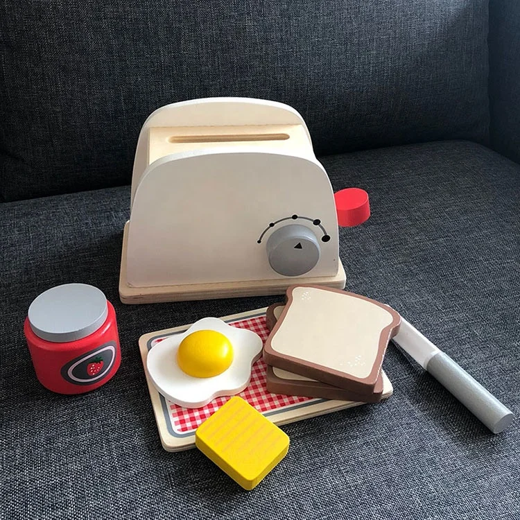 
wooden Pretend Play Kitchen Toys Cooking Bread Machine Coffee Machine Mixer Education Toys 
