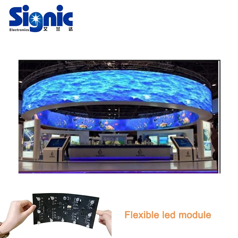 P4 flexible module video advertising curved cylinder led screen display