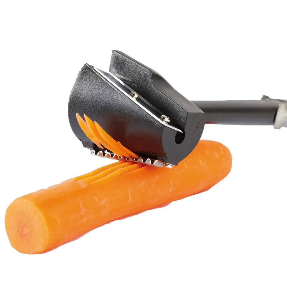 

Multifunctional Vegetable Garnishing Knives Decorative Tool 2 in 1 Super Sharp Spiral Cutter, Black