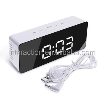 

New Version Acrylic Surface Mirror Digital LED Alarm Clock, White