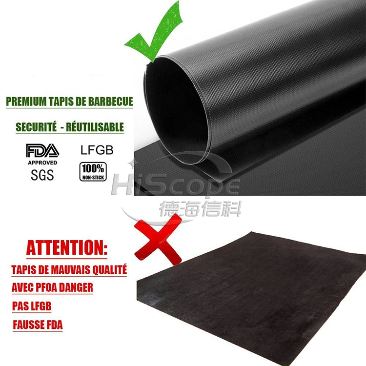 50*38CM Non-stick BBQ Grill & Baking Mats ,Reusable, and Easy to Clean Barbecue Grilling Accessories