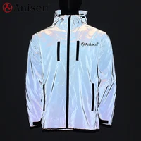 

2019 fashion cool running riding windbreaker 3m reflective fabric jacket custom reflective jacket