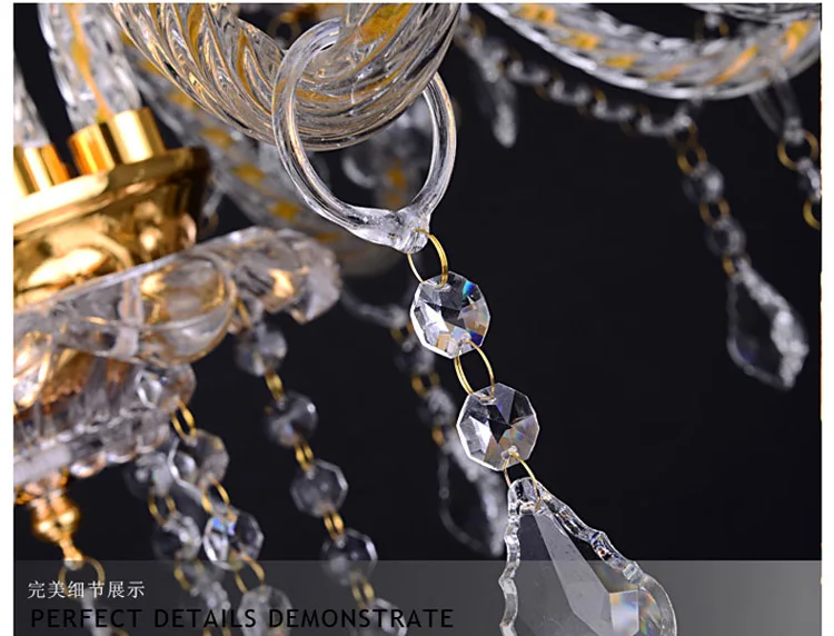 Golden crystal chandelier transparent glass chandelier luxury hotel lighting
