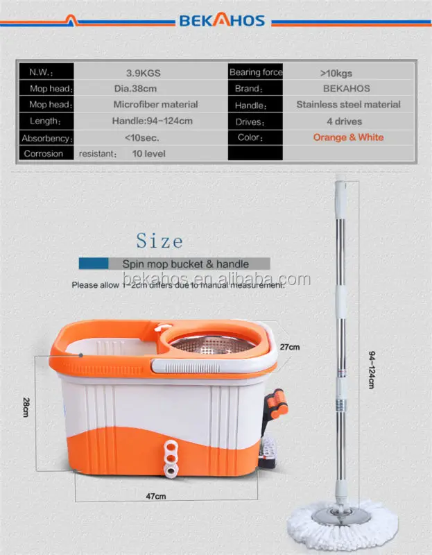 4drives Spin Mop Square bucket Orange+White (3)