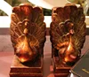 Folk style resin unique peacock bookend with brown color peacock statue for home decoration