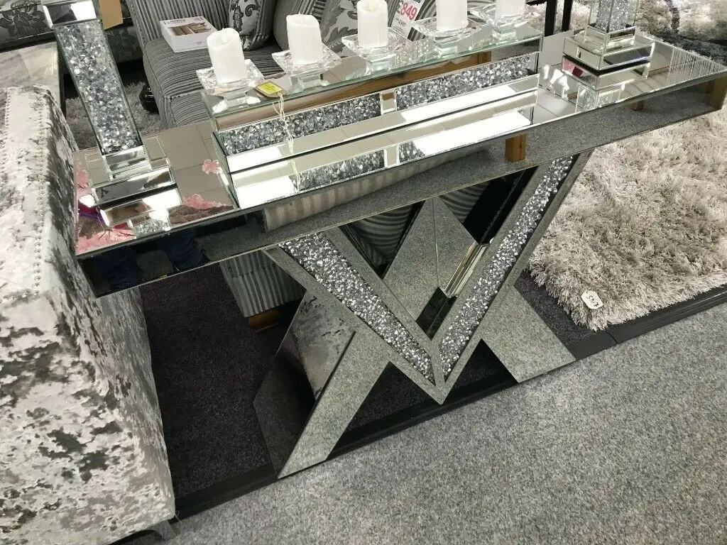 Crushed Diamond Mirrored Console Table/ Diamond Crush Console - Buy ...