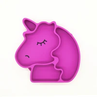 

FDA Silicone Grip Dish Suction Design Divided Toddler Plate BPA free Silicone Baby Unicorn Plates