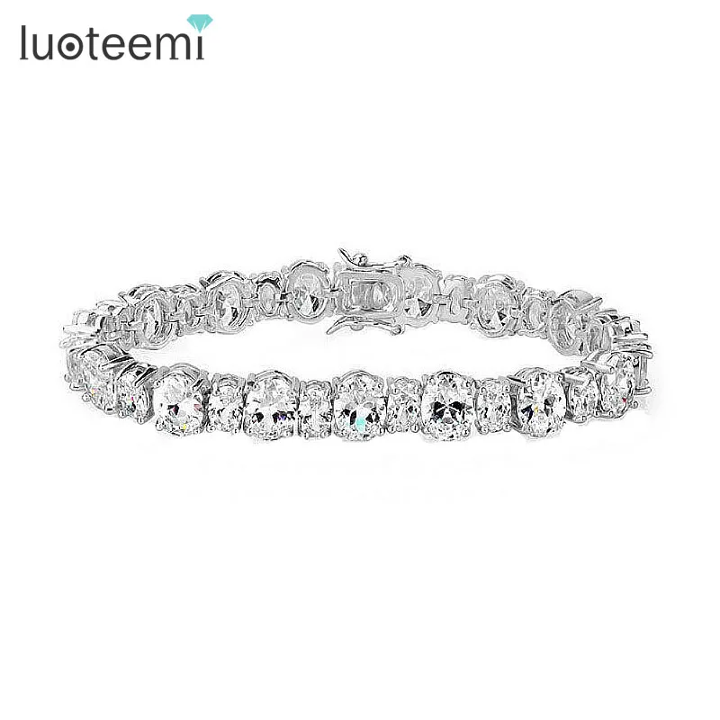 

LUOTEEMI Women Sexy Noble Bridal Jewelry White Cubic Zirconia Stone fashion Bracelet
