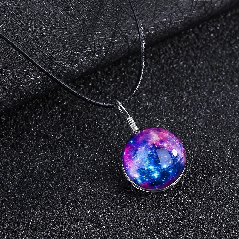 

New handmade glass ball luminous couple pendant necklace dream starry sky time necklace jewelry wholesale, Picture shows