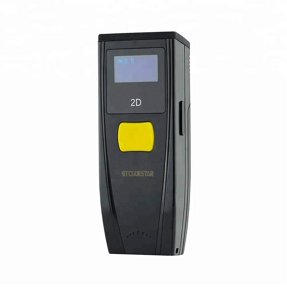 

Portable mini qr bluetooth qr 1d 2d portable barcode scanner with display, White/black/grey/yellow/blue