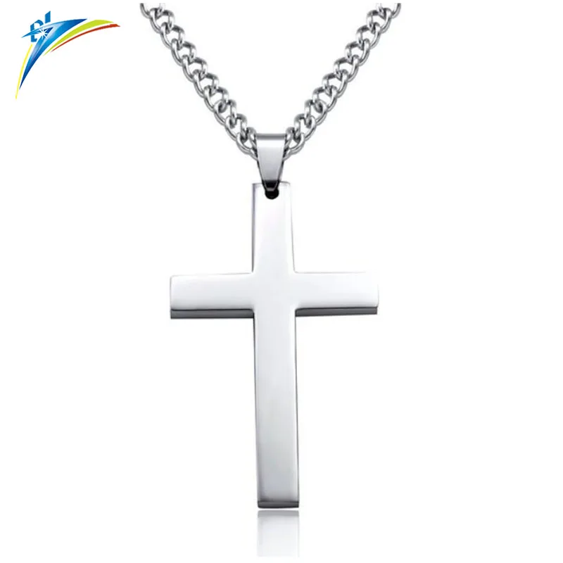 Fashion silver Chain Cross Men Stainless Steel symbol cross pendant necklace