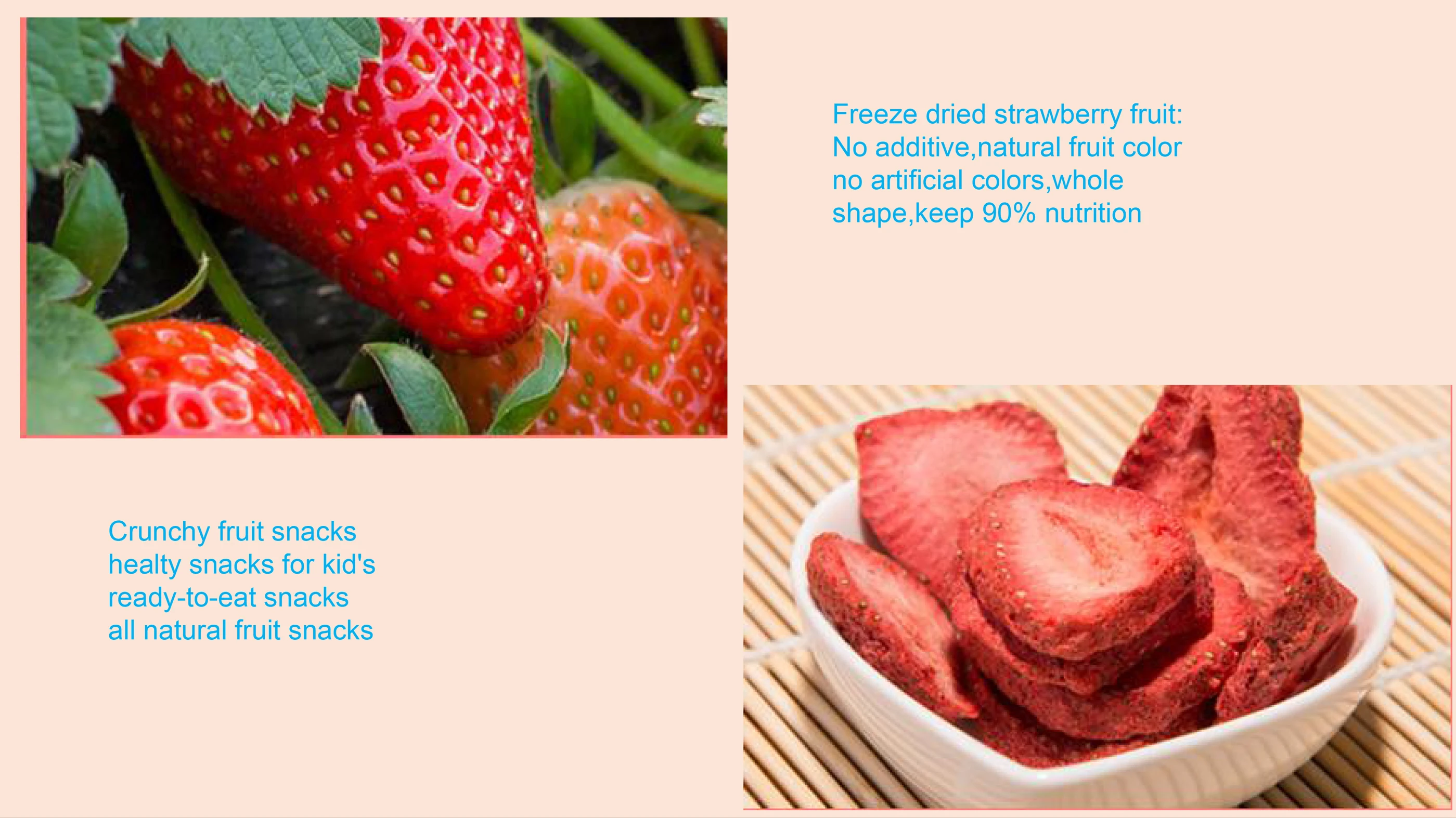 Natural dried strawberries dry fruit freeze dried strawberry pieces